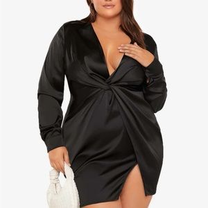 Black Silk Long Sleeve Dress